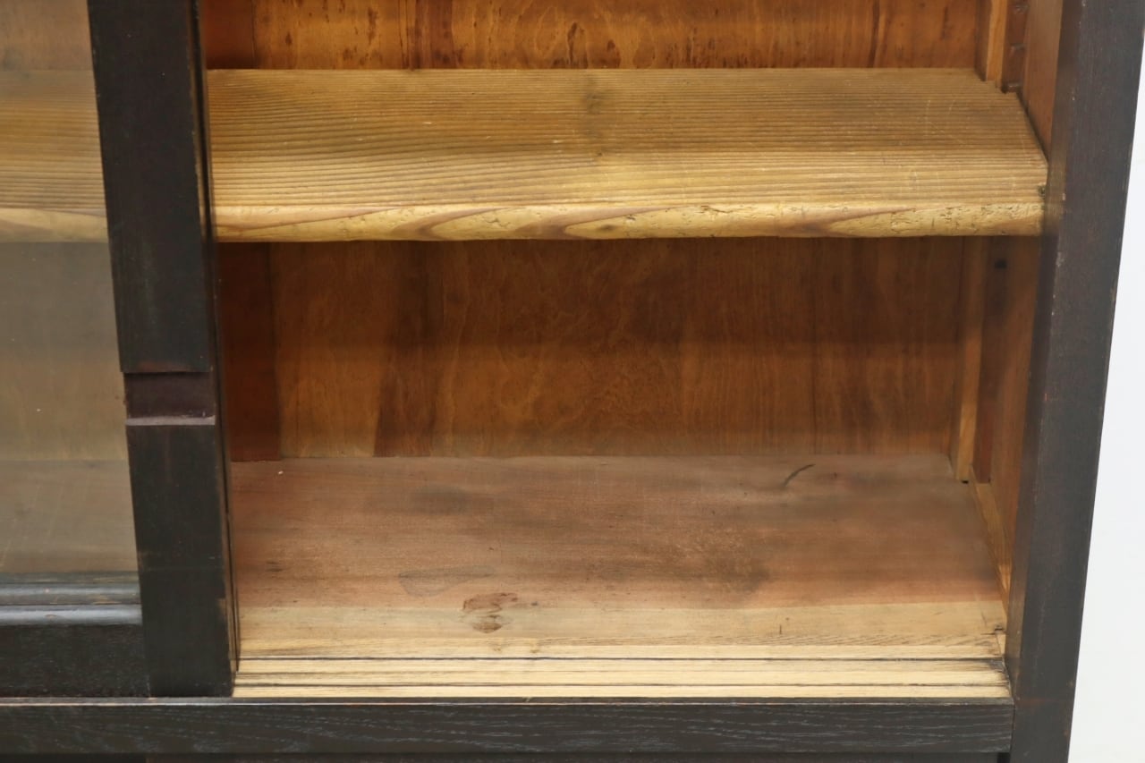 無垢材 レトロ 大型 キャビネット 書庫 本棚 食器棚 ラック 店舗什器