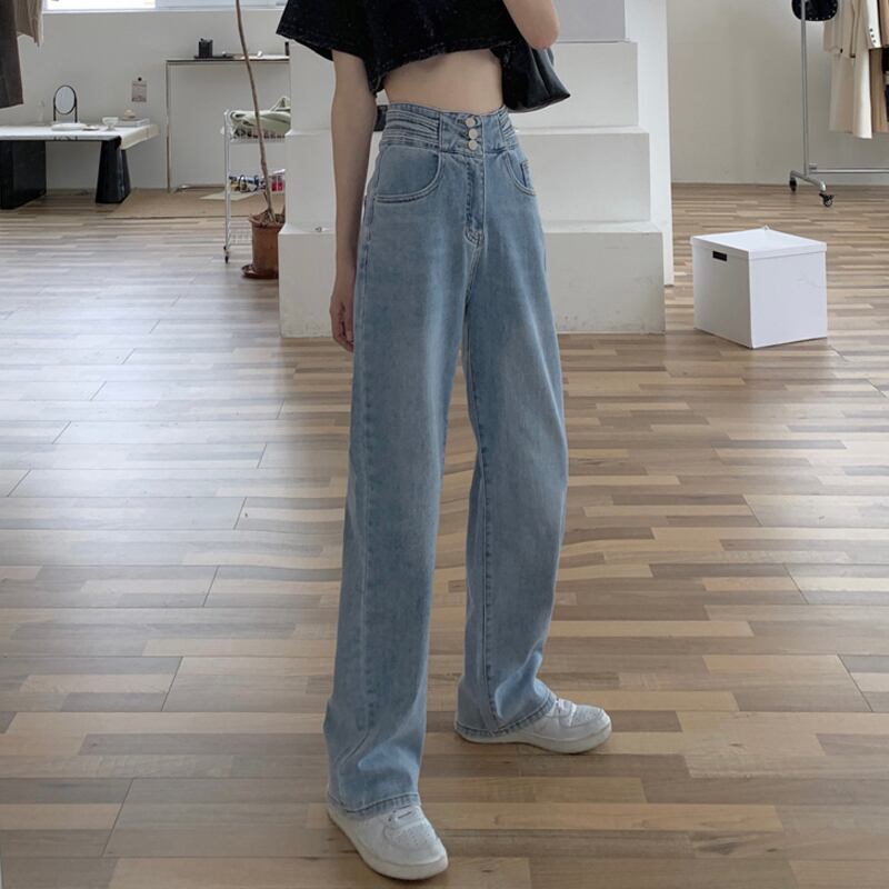 ウェストジーンズ ルーズスプリングオータムサマー薄手ワイドレッグパンツ 春物 夏物 秋物 ワイドパンツ 試着室75568147671