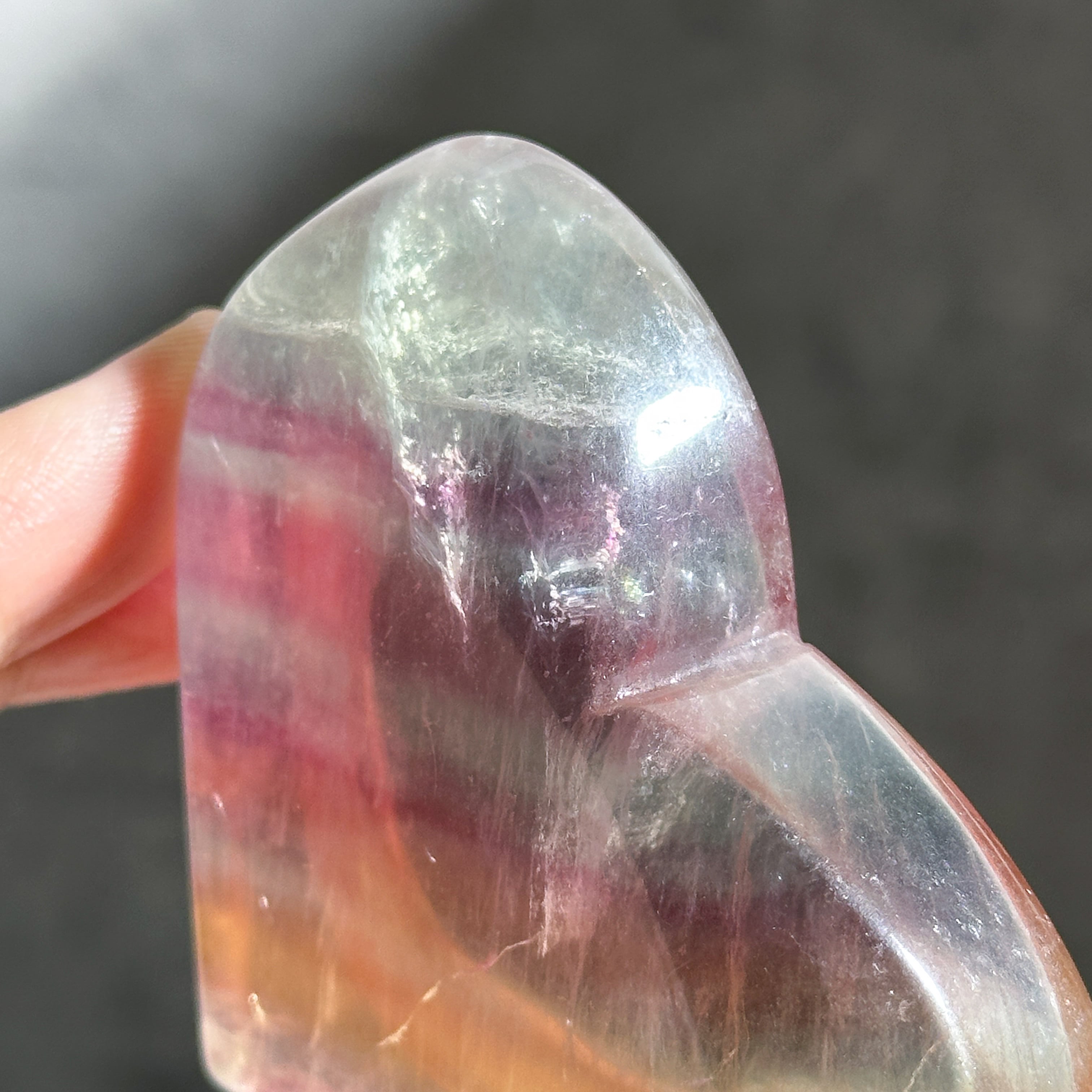 レインボーフローライトハート型のうつわ01◇ RainbowFluorite