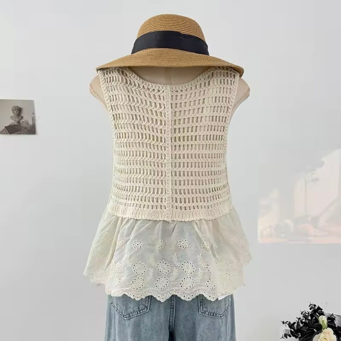 クロシェニットレースタンクトップ