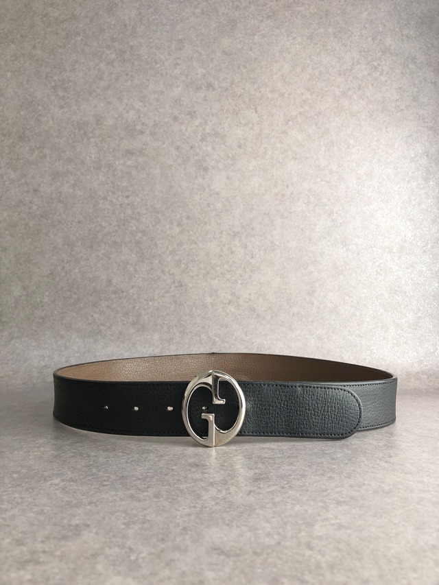 LOEWE 　ロエベ　アナグラム　レザー　ベルト　ブラック×シルバー　vintage　ヴィンテージ　オールド　saz7ds