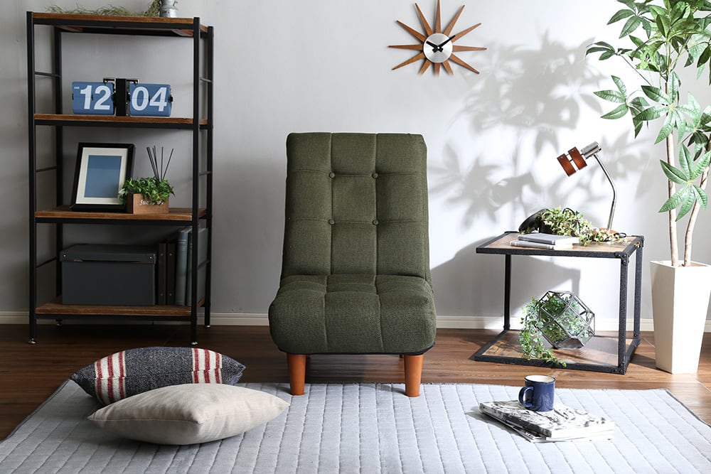 一人掛け脚付きボリュームフロアソファ14段階リクライニング 全3色