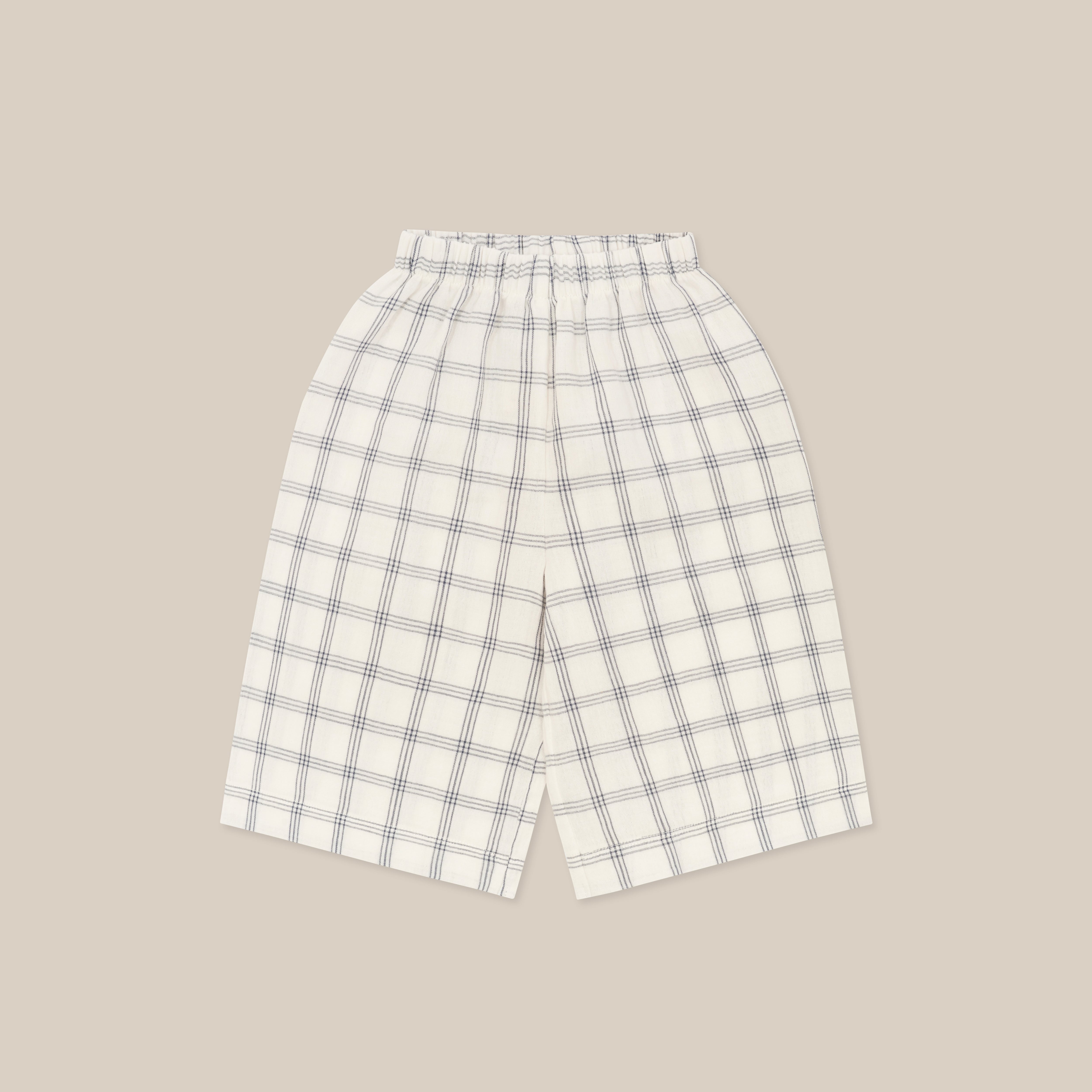 organic zoo】Navy Window Check Wide Leg Pants | RIRIBELL