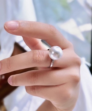 フリーサイズS925◆14㎜パールリング【e-70262】