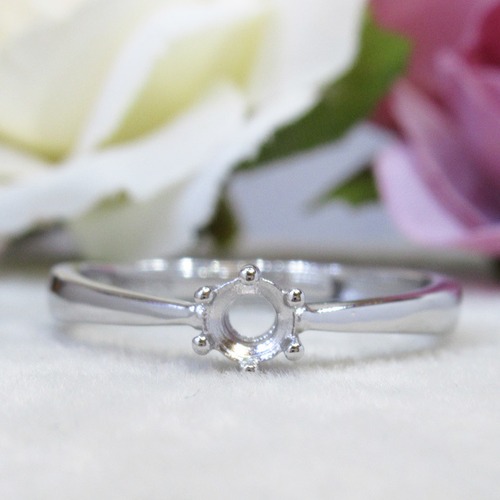 アウトレット4㎜  6爪 シンプル S925 リング台 SV