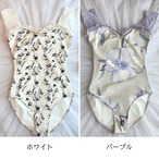 フリルトリミング アートフラワー レオタード 2色展開 L1248