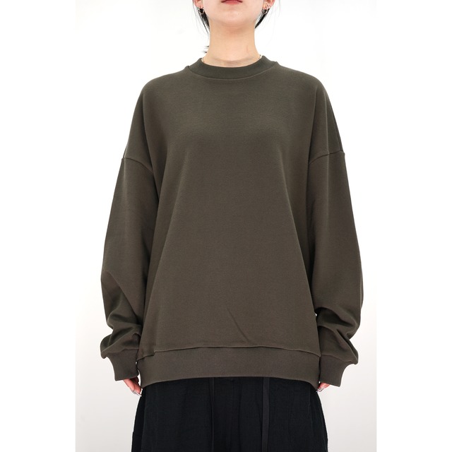 [Blanc YM] (ブランワイエム) BL-23S-CWSS Cotton Wide Sweat Shirt (khaki)