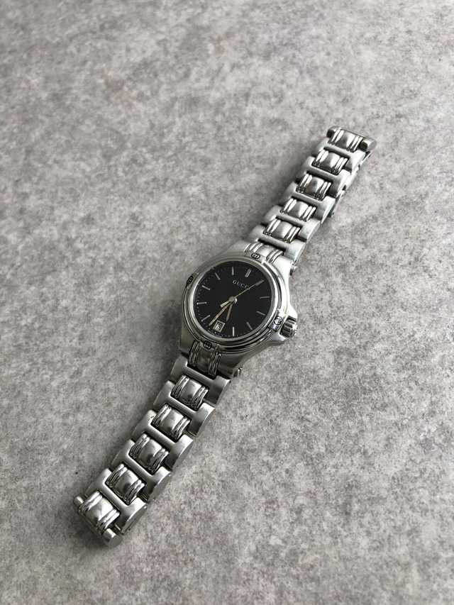 GUCCI グッチ 腕時計 シルバー×ブラック ステンレススチール 9040L クォーツ vintage ヴィンテージ オールド z3cdyu