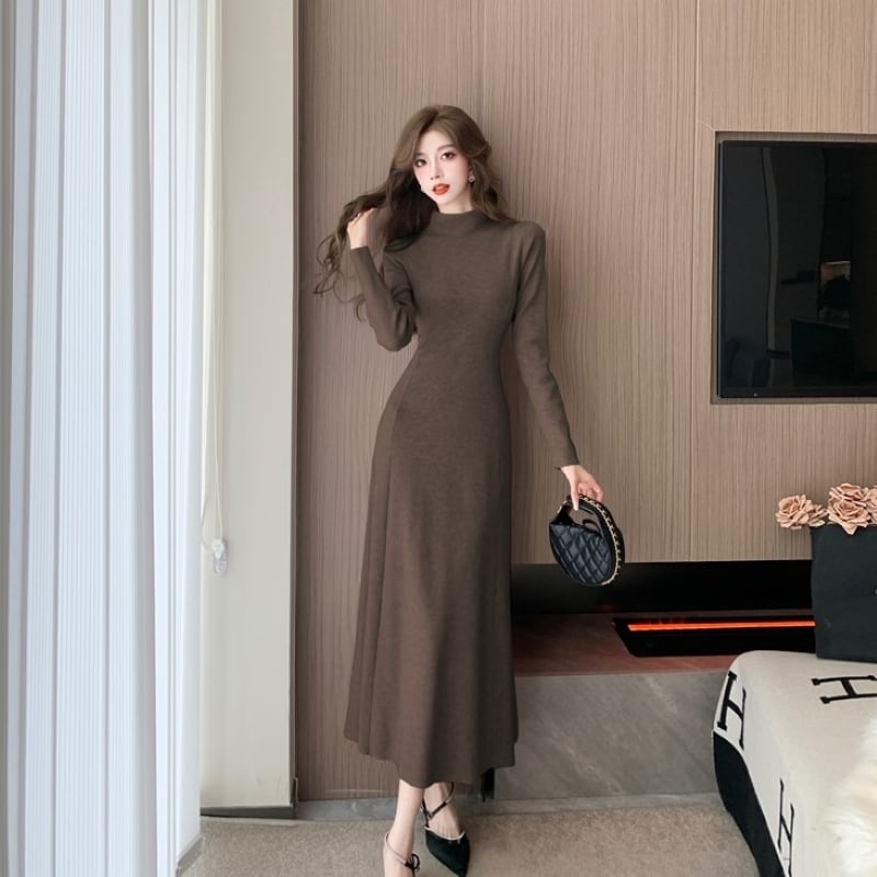 ニットワンピ 韓国秋冬 ワンピース ドレス 長袖 あったかい c196 ニットワンピース レディース 秋冬 ワンピース ニット ロング丈