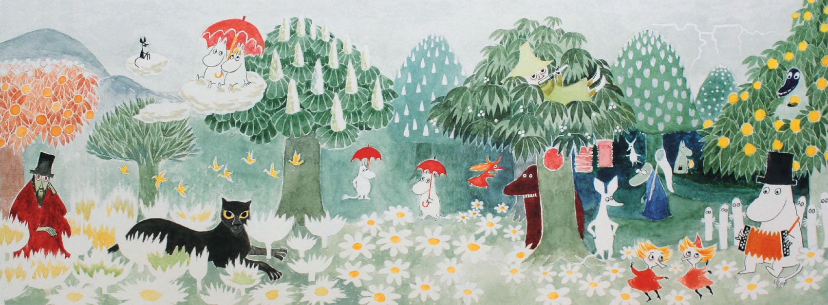 ムーミン 北欧 Putinki「飛行おにの帽子」送料無料 フレーム 展示用フック付アートポスター 絵画 インテリア アート