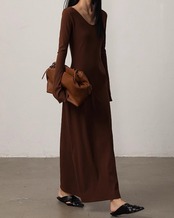 2way neck slim knit Dress　N1133