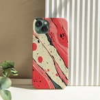 受注生産 iPhoneケース ピンクと生成りの流線マーブル｜紙マーブリング MARB012C