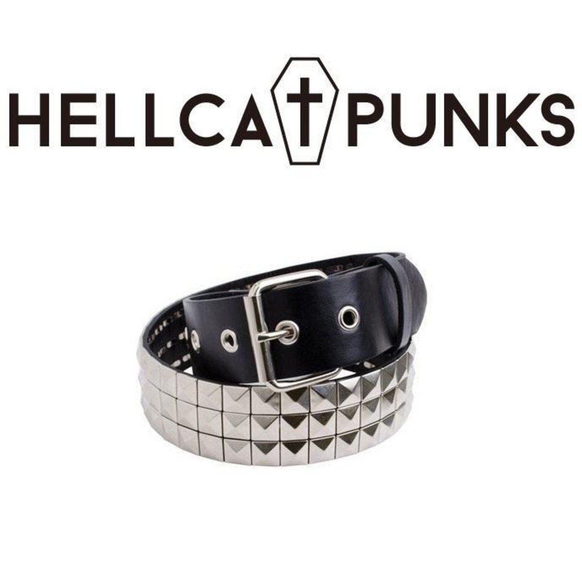 HELLCATPUNKS 】3連ピラミッドスタッズベルト ヘルキャットパンクス 鋲 