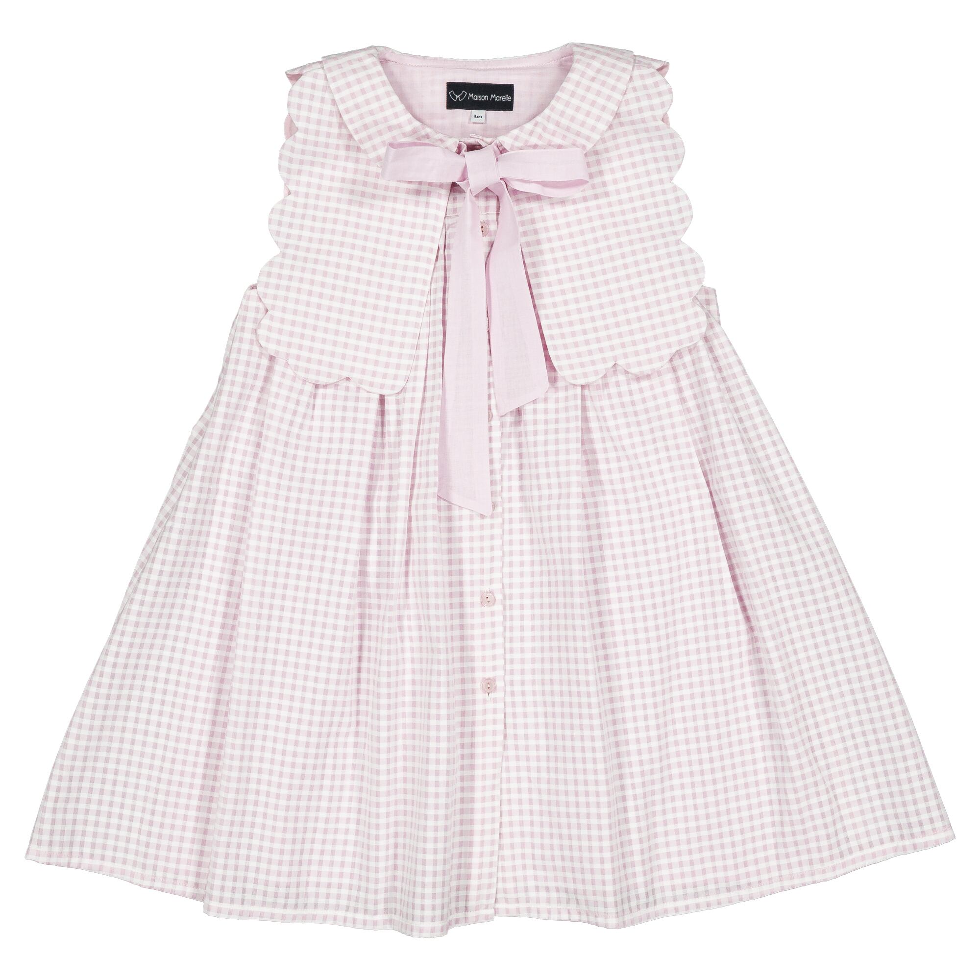 【予約・特典あり】Maison Marelle / dress ELYSEE- pink gingham / 6Y~12Y
