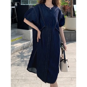 パフスリーブデニムワンピース　RA3175