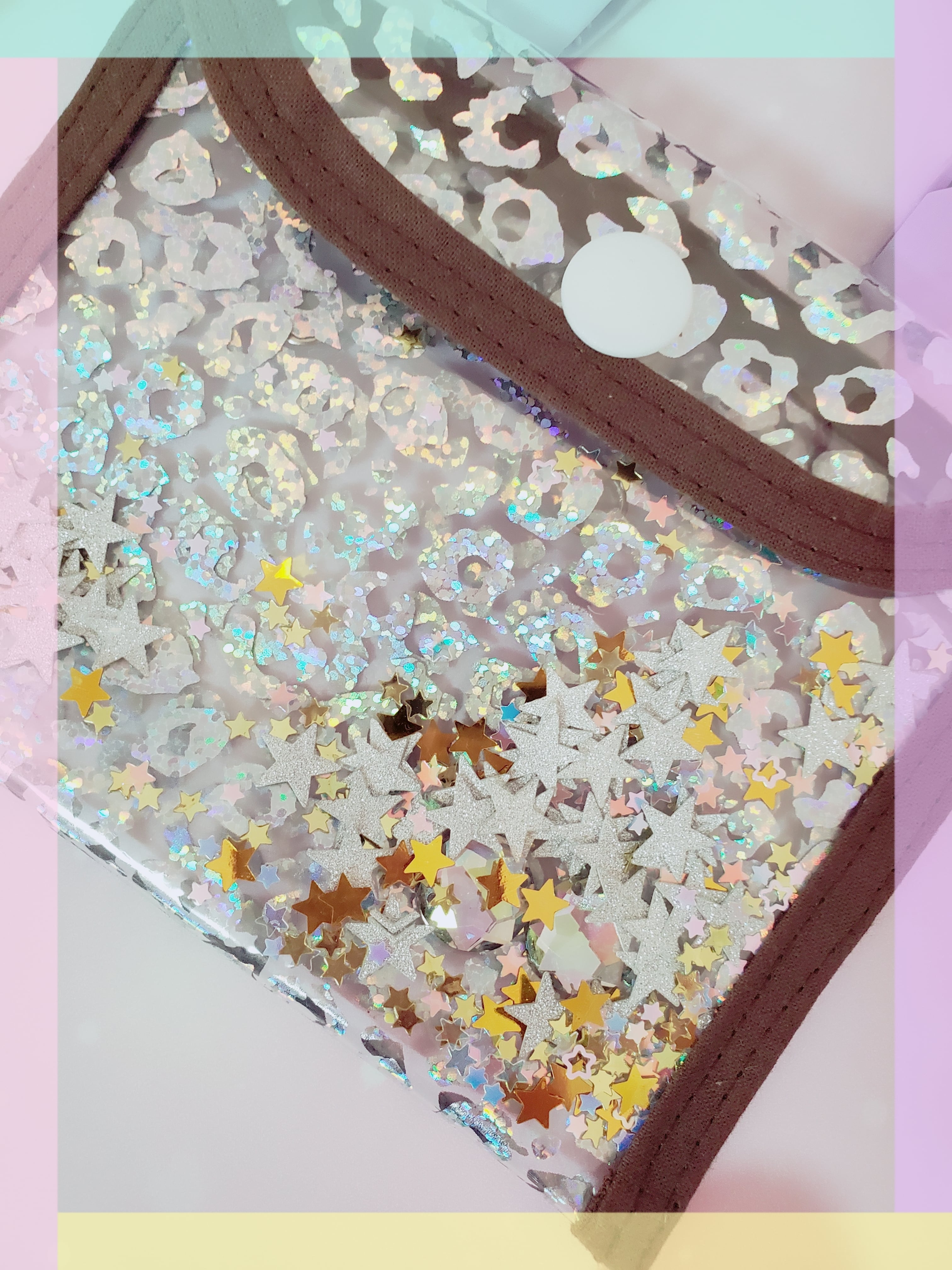 ラメ キラキラ レオパード ビニール 移動ポケット ヒョウ柄 ひょう柄
