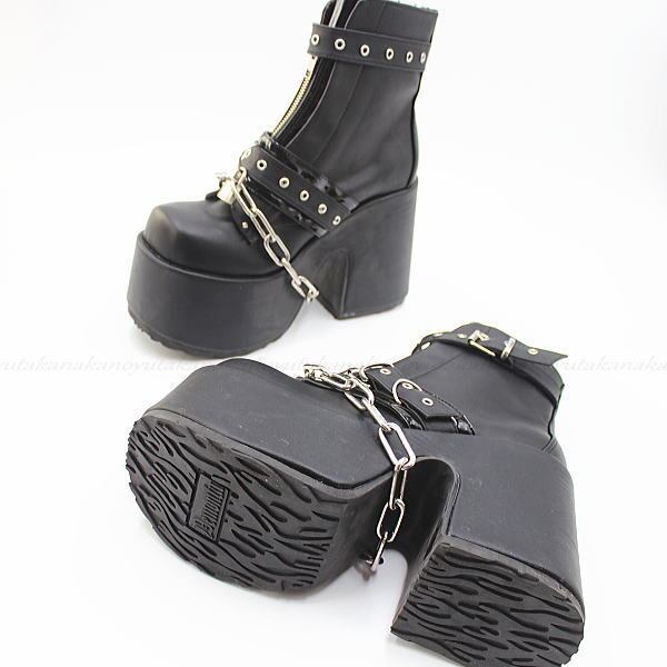 サイズ交換OK】Demonia(デモニア)正規保証品 厚底ブーツ 黒 ヒール