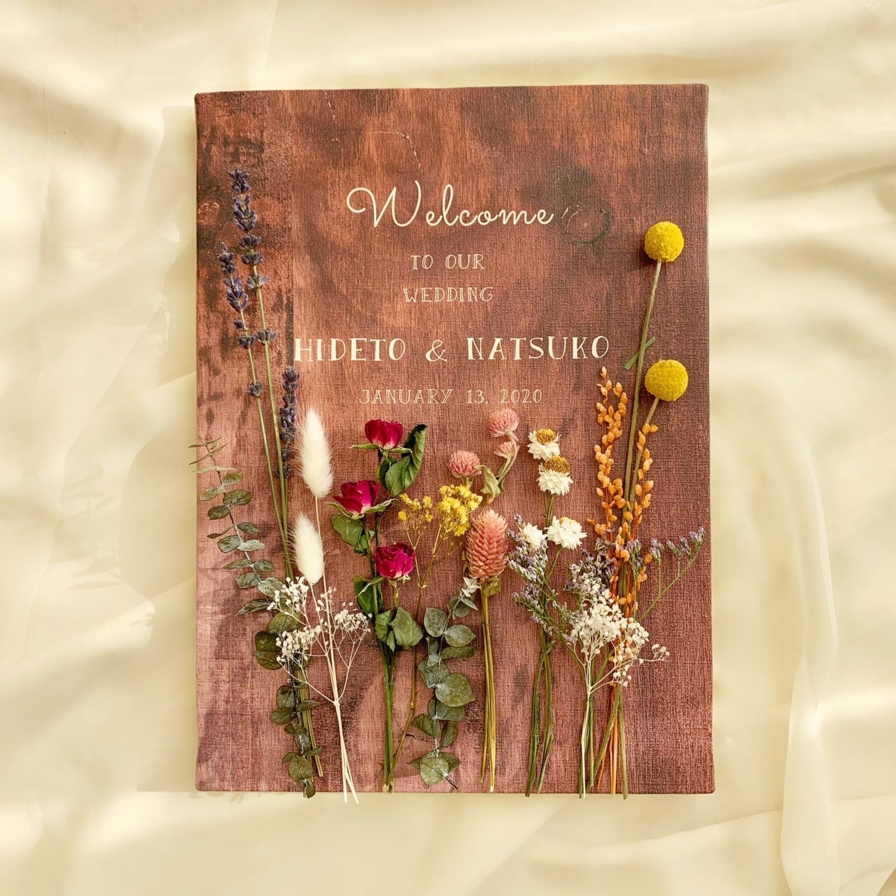 にょろにょろ ウッドウェルカムボード│ドライフラワー 装花 | DIY