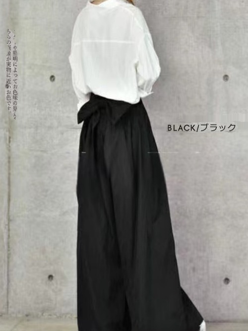 初回送料無料　春夏ハイウエストストレート蝶結びワイドパンツ　レーディスファション商品　人気パンツ