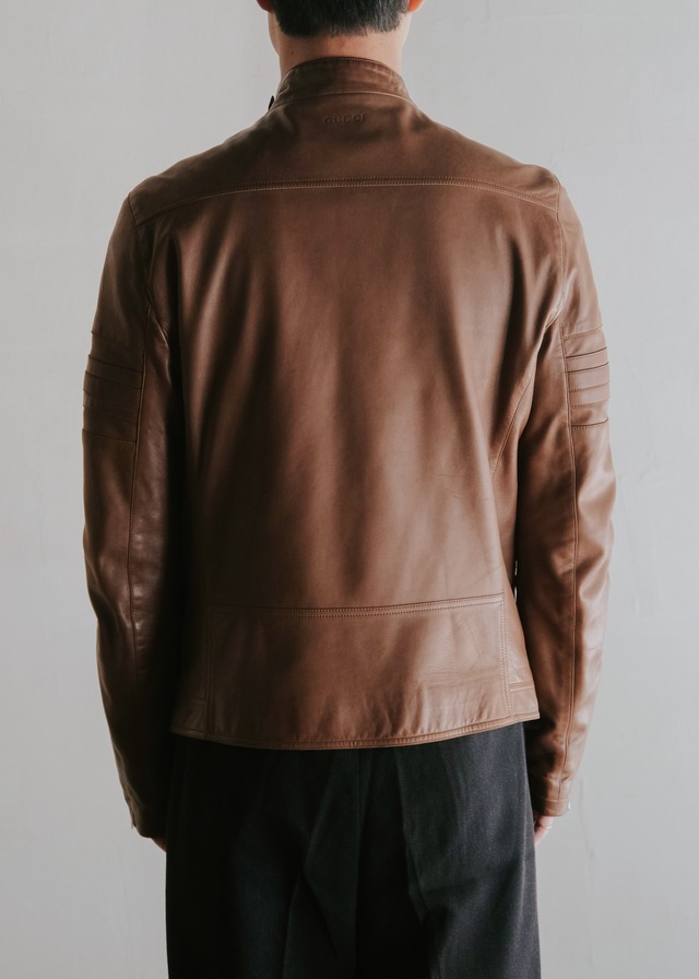 00's GUCCI by TOM FORD genuine leather single riders jacket