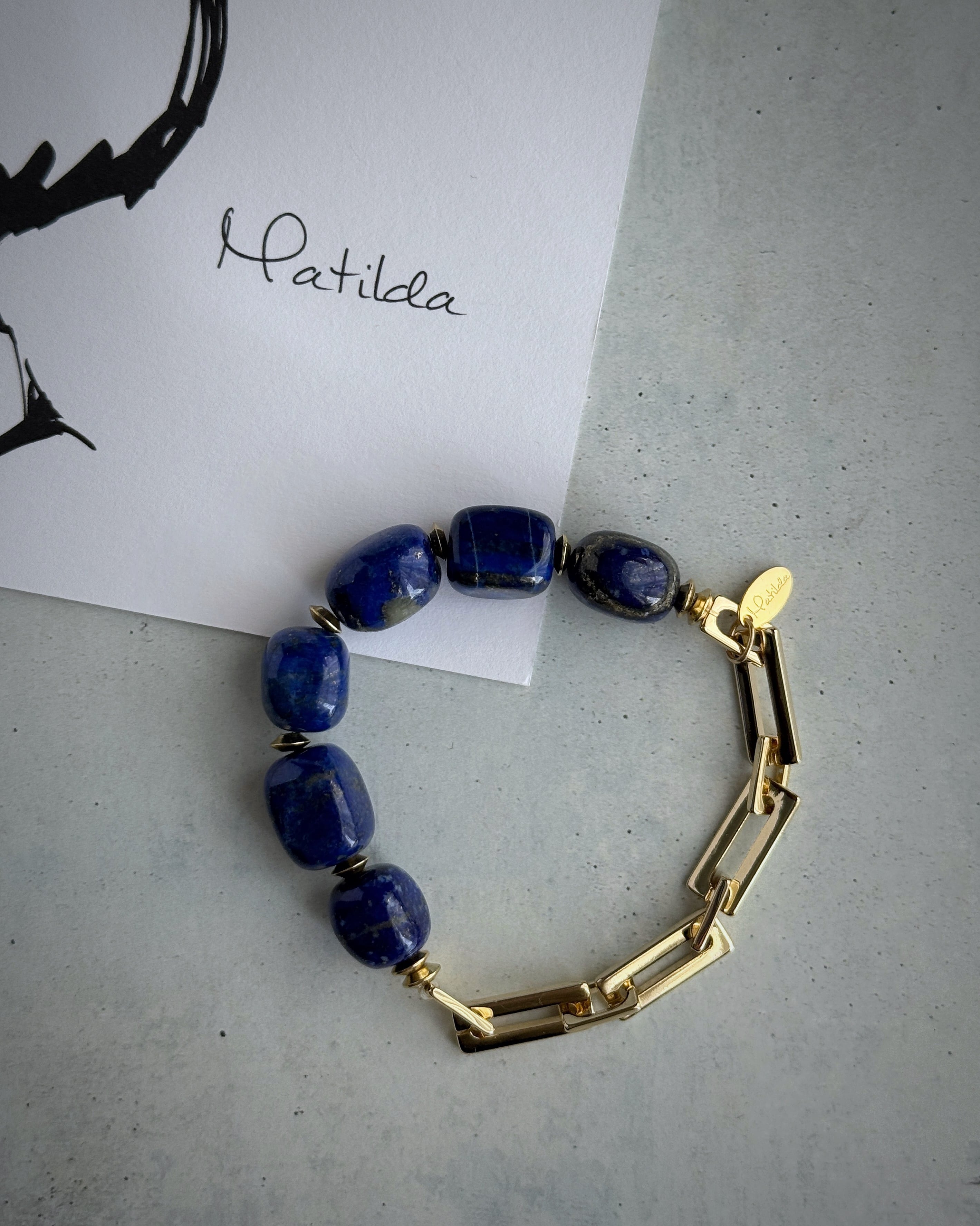 Chain & stone bracelet(ラピスラズリ)