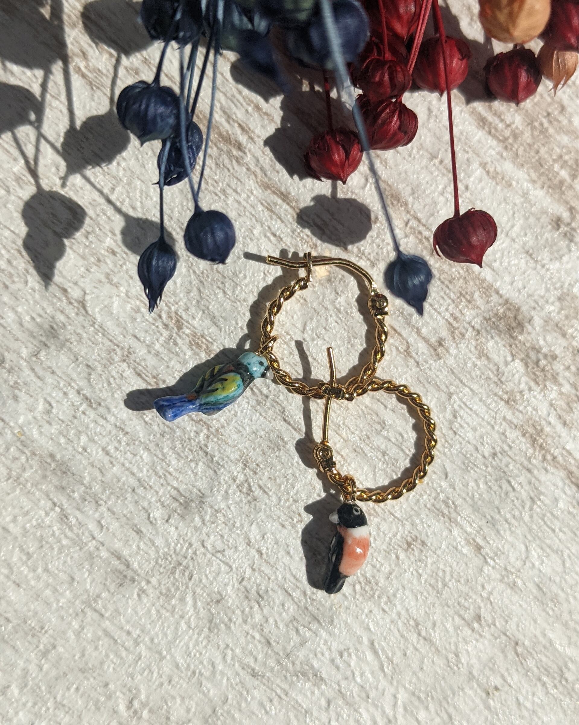 【Nach】 mini red bird earring - one piece-