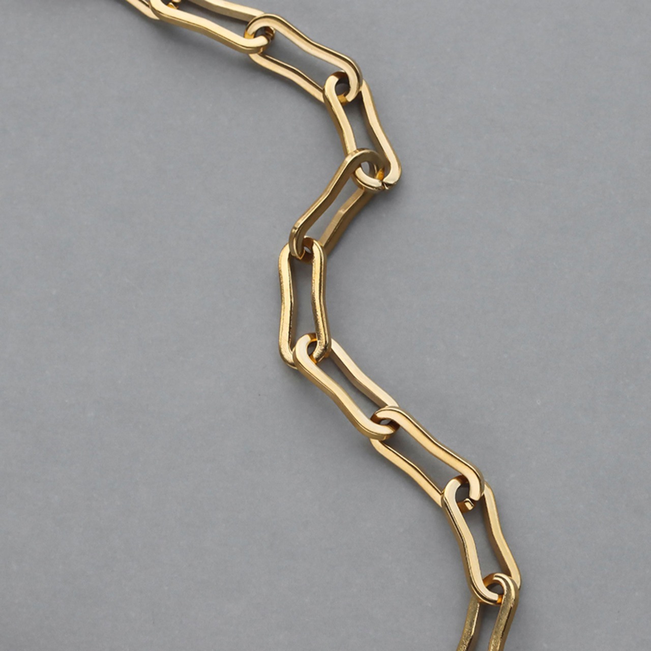 【ネコポス便】ネックレス ペーパーチェーン ステンレス レディース K18 18金 18K 金アレ対応 ウェーブ チェーンのみ チェーンネックレス 2584