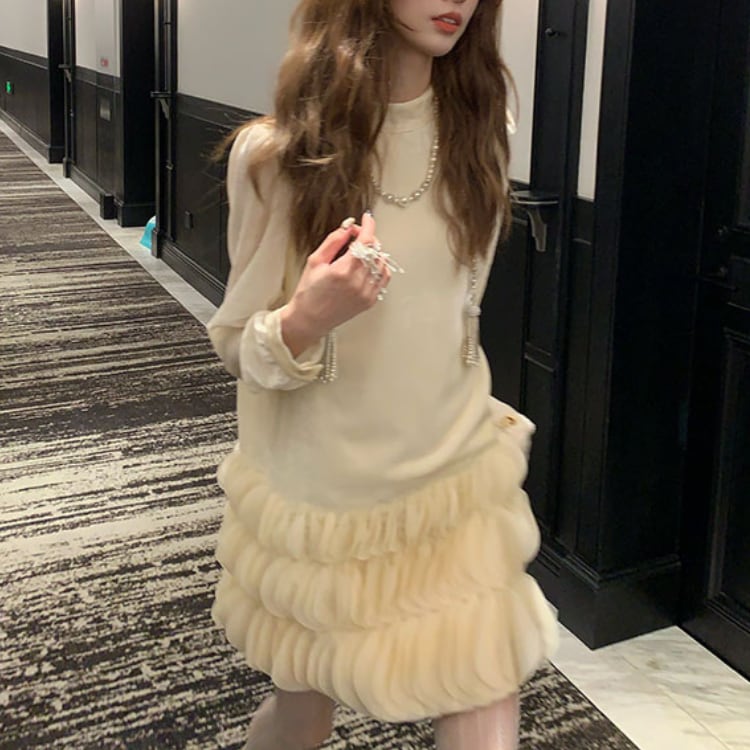 Velvet layered cake dress 00267