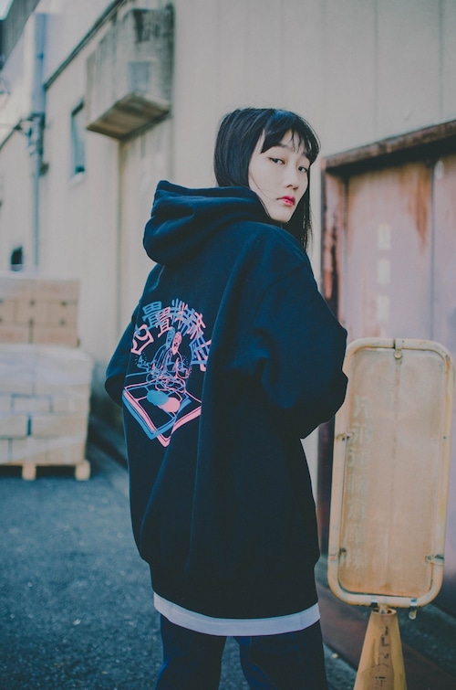 四畳半帝国Hoodie-blurred　black