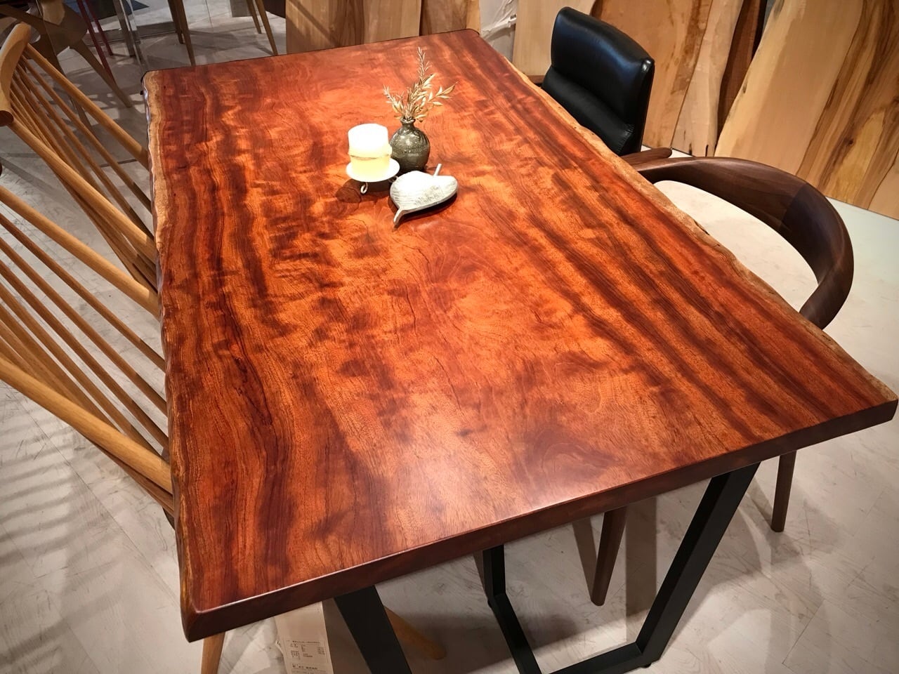 ブビンガ_1500×860×40_横浜元町店_テーブル天板/一枚板 221742 t001