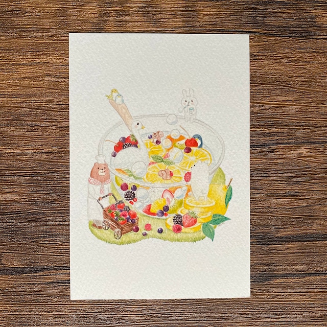 ポストカード＊ビスキュイの花壇ケーキ