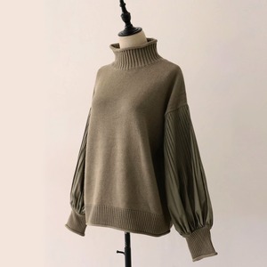Lantern Sleeve Knitted Pullover Sweater Tops / ランタン スリーブ ニット プルオーバー トップス