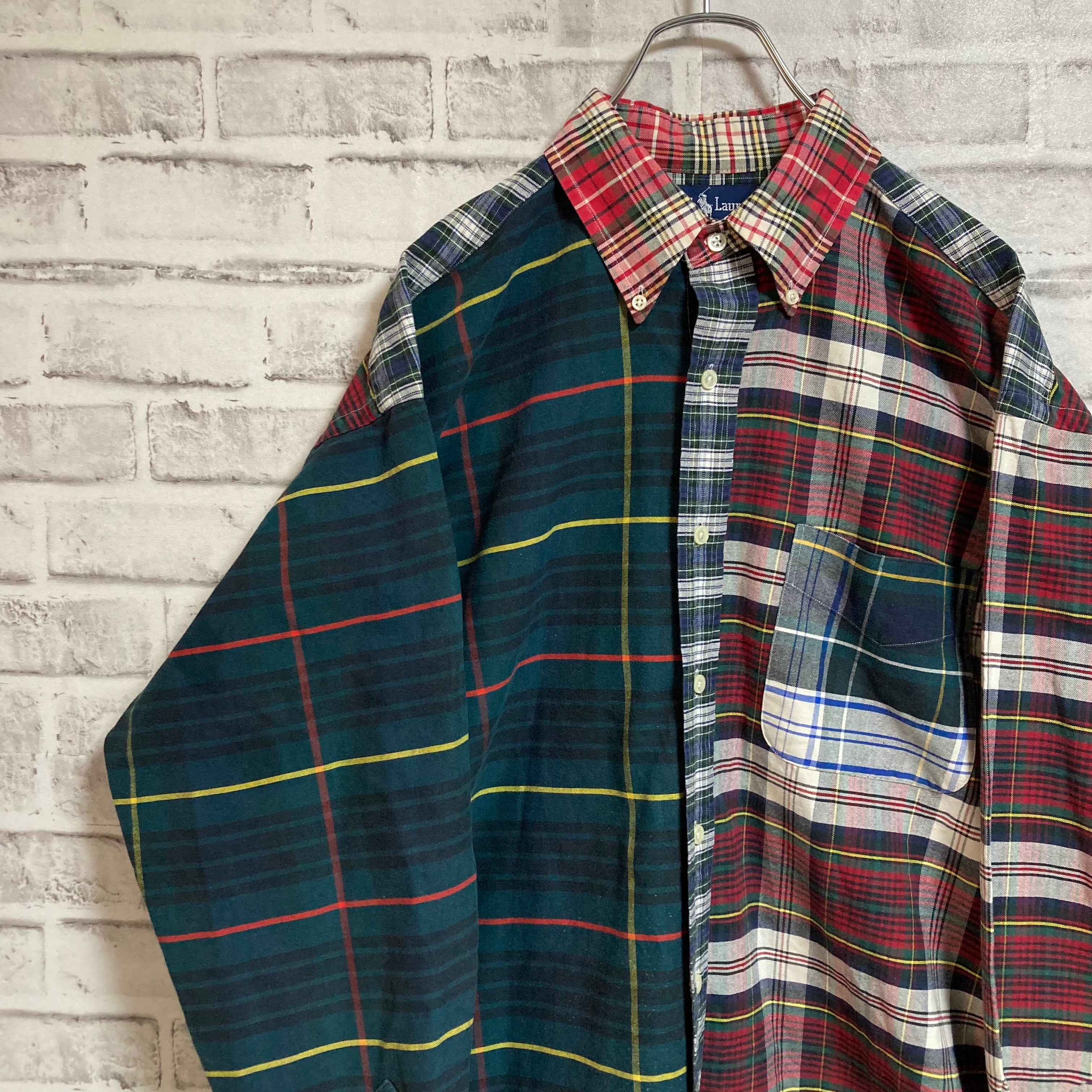 Ralph Lauren】L/S Docking Check Pattern BD Shirt XL相当 90s ラルフ