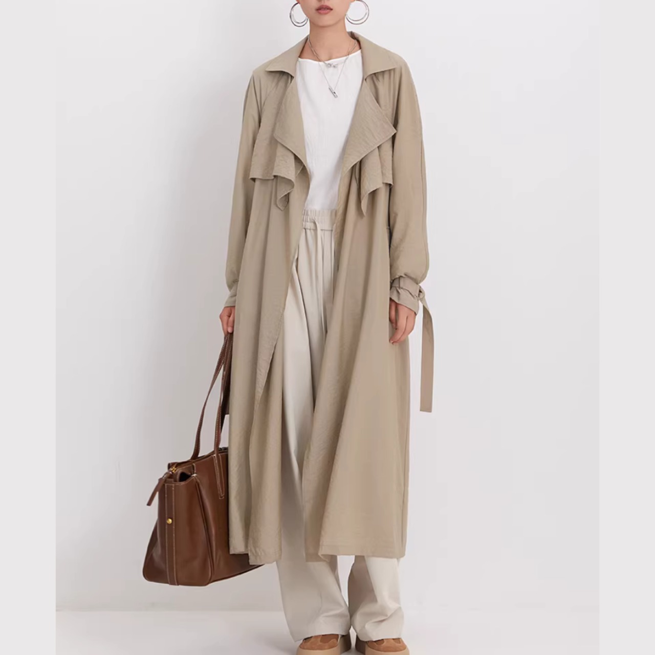 ブリティッシュ ロングトレンチコート ライトアウター　00198・画像3