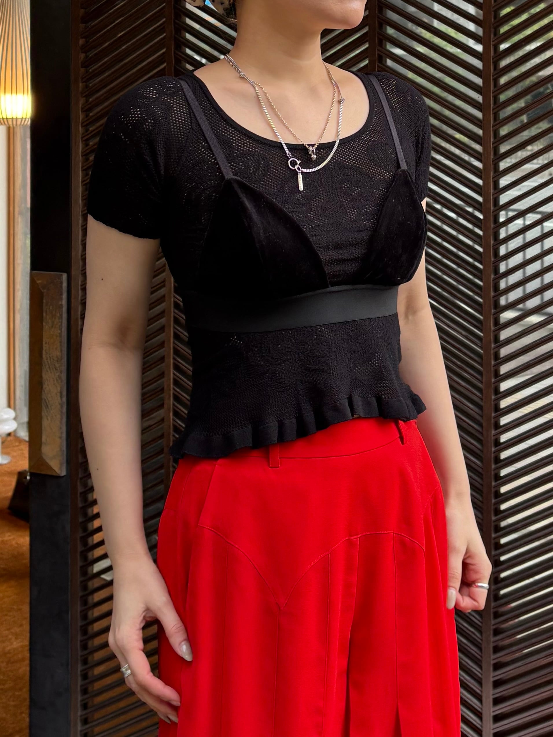 26SS】FETICO フェティコ / チュールトップス 半袖 /VELVET TULLE