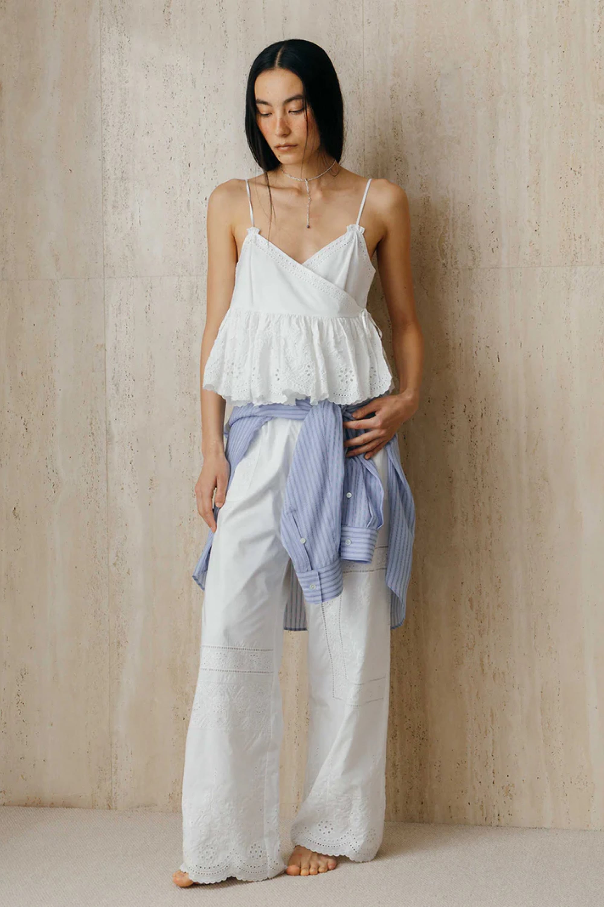CREDONA LACE PATCHWORK TOPS レースパッチワークトップス White