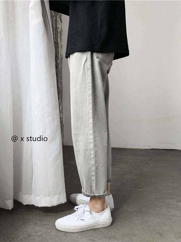 全2色 デニム パンツ ストレート カジュアル 無地 おしゃれ