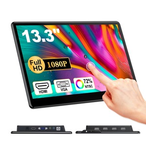 【特価処分】ポータブル タッチ モニター 13.3 インチ、FHD 1080P IPS パネル タッチ スクリーン HDMI VGA モニター、PC、産業機械、セキュリティ監視と互換性あり