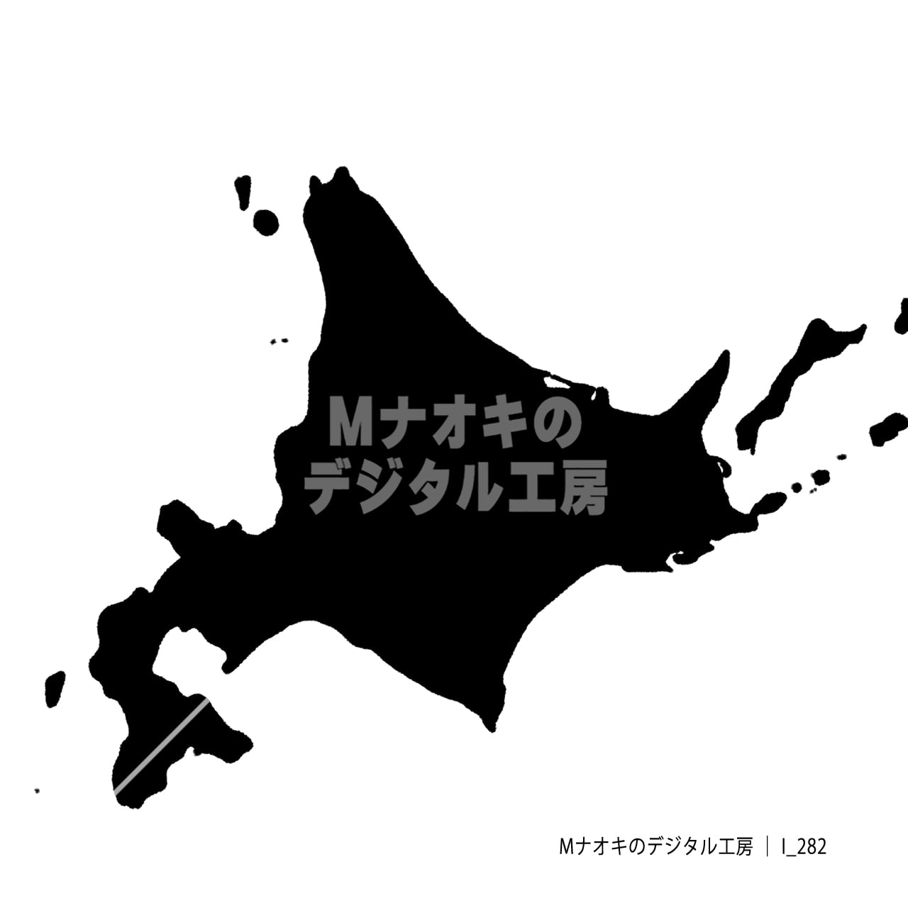 少しゆるい北海道地図（シルエット） 【I_282】 A slightly casual map of Hokkaido (silhouette)