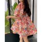 レトロ花柄フレアワンピース G105CON0040