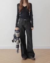 V-neck slim rib Knit T20334