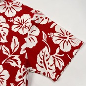 CAPTAIN SANTA キャプテンサンタ GOLF CLUB ハイビスカス 総柄 BD 半袖 メッシュ ポロシャツ サイズ XL /レッド×ホワイト/メンズ/ゴルフ/日本製