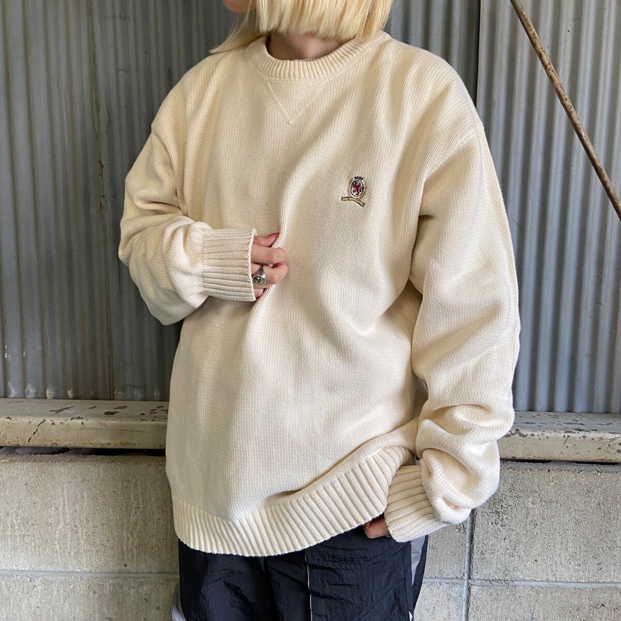90年代 TOMMY HILFIGER トミーヒルフィガー コットンニットセーター 
