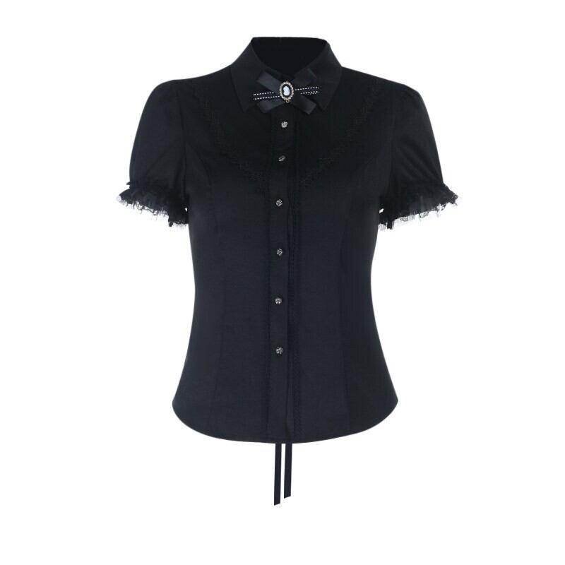 Lace ribbon blouse r0159