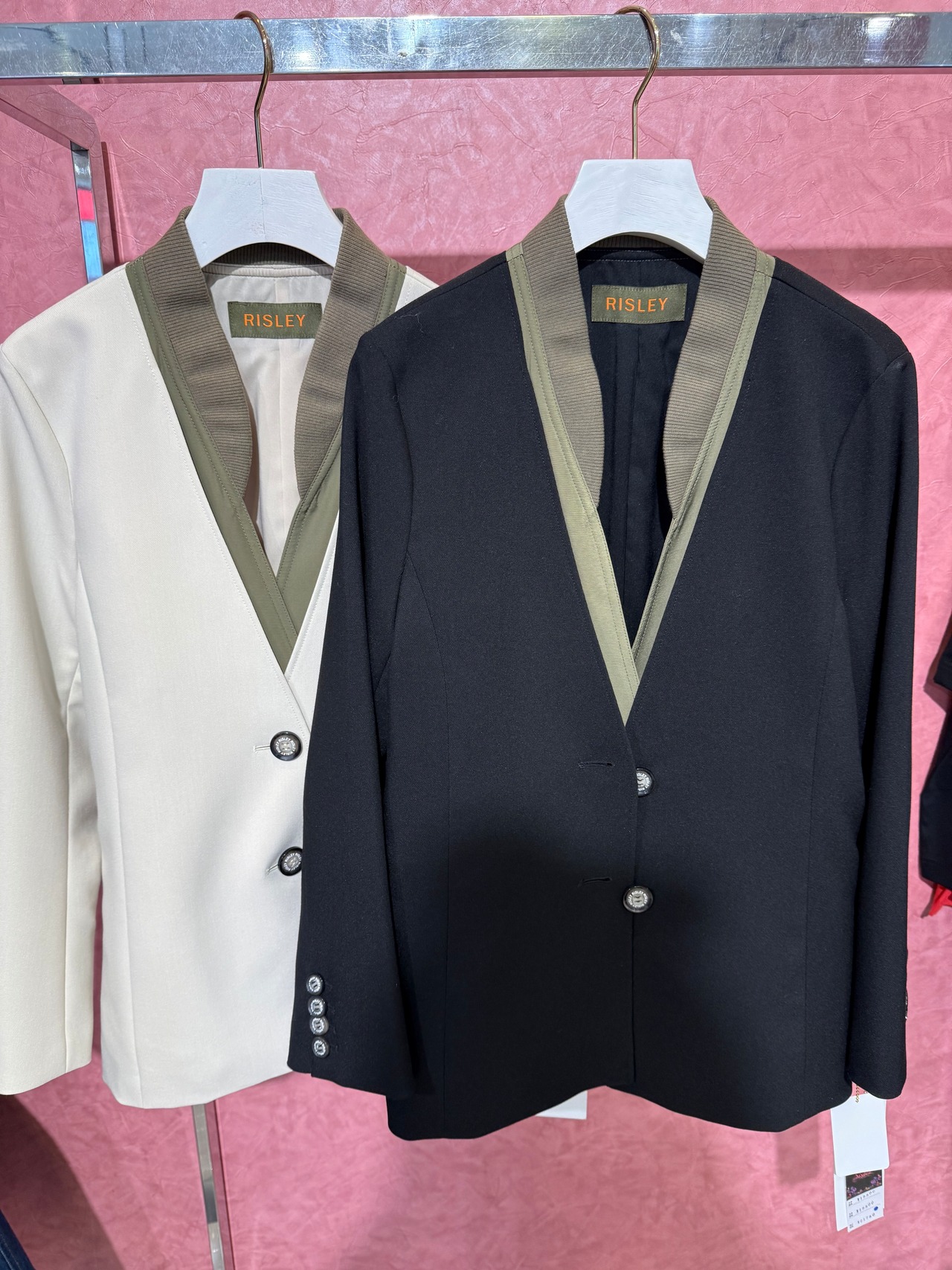 リズレイ　RISLEY risley 肩がけ配色テーラージャケット