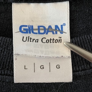 【GILDAN】ロゴ プリント にくきTシャツ Lサイズ 黒ボディ US古着