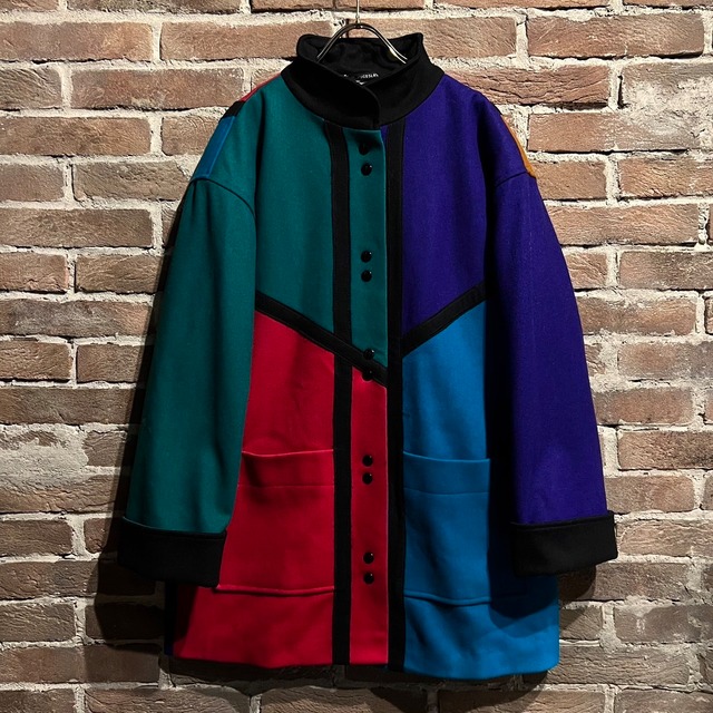 【Caka act3】"Mondrian Look" Pattern Vintage Wool Coat