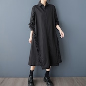 フリルスリーブ シャツドレス 00133