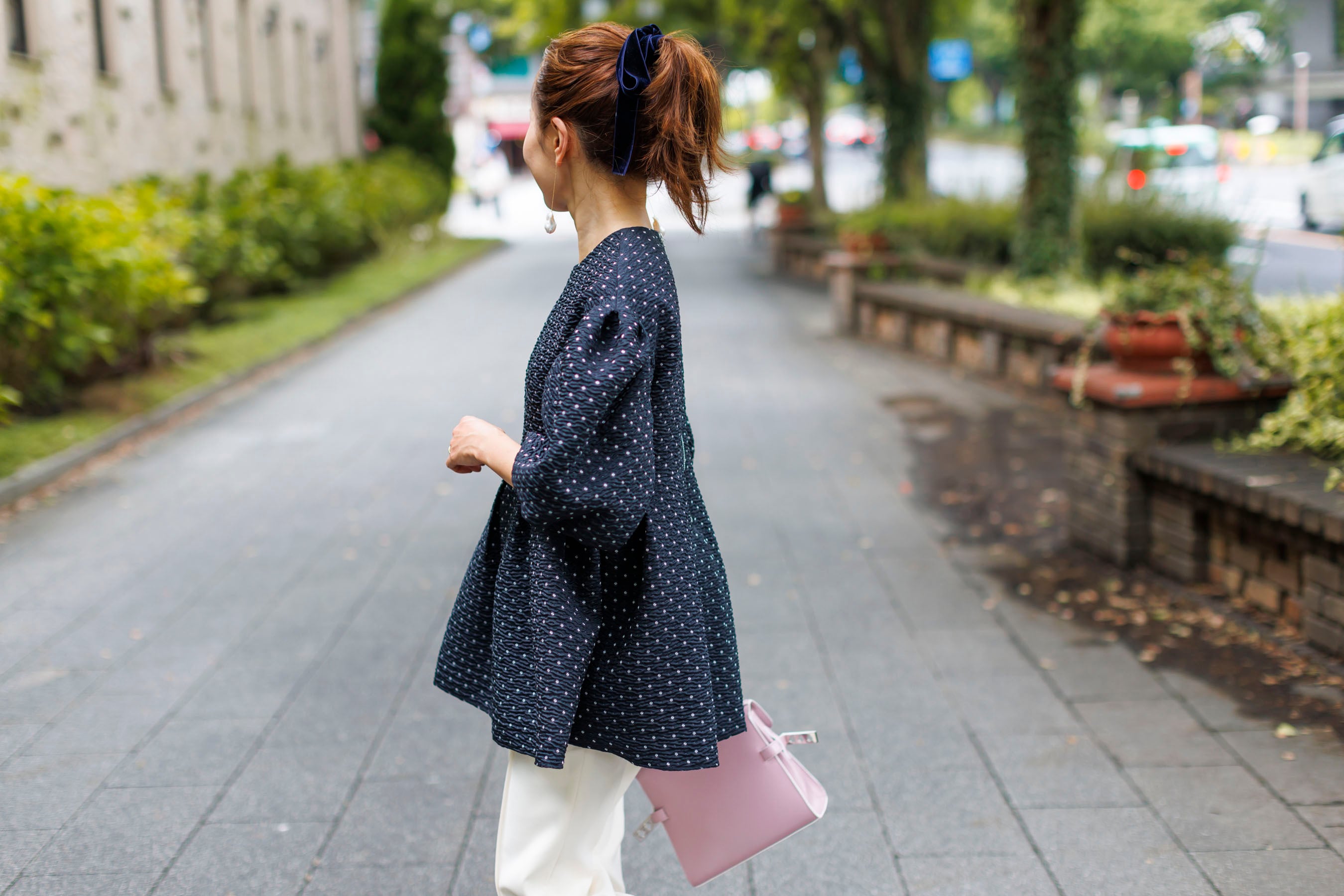 bluelea Ribbon jacquard blouse イエロー ブラウス