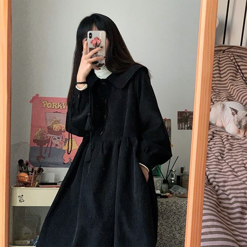 【新作】【送料無料】 コーデュロイ授乳ドレスピーターパンカラーボタンフライ母乳育児ドレス産後女性看護ドレス3022-A-1683＃55 AL expec399694001498